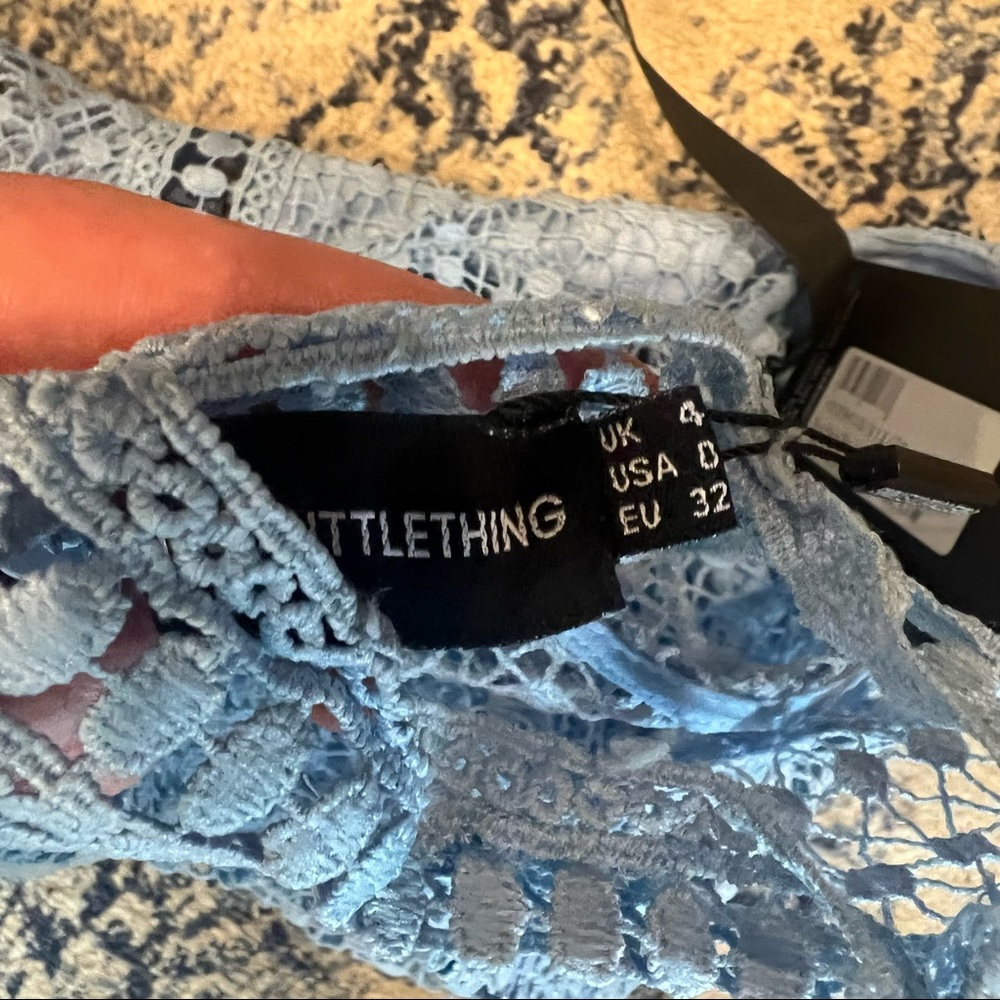 Rains dusty blue tiered eyelet body on dress - Picture 8 of 10